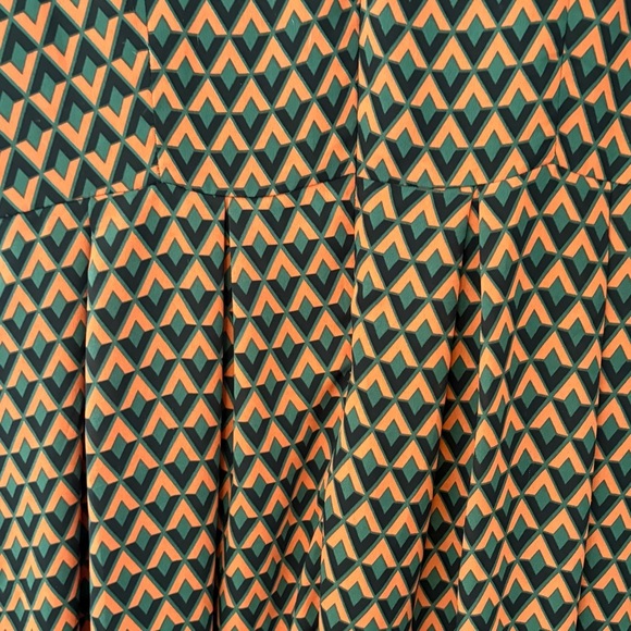 Papillon Geometric Print Fit and Flare Dress Size Large Orange Sleeveless - Picture 9 of 12